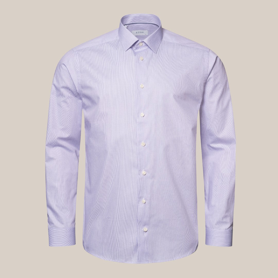 Eton Slim Fit Micro Stripe Shirt Light Purple-MALFORD OF LONDON SAVILE ROW MENSWEAR OUTLET