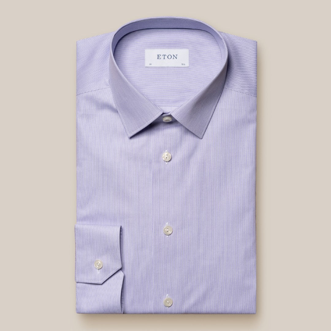 Eton Slim Fit Micro Stripe Shirt Light Purple-MALFORD OF LONDON SAVILE ROW MENSWEAR OUTLET