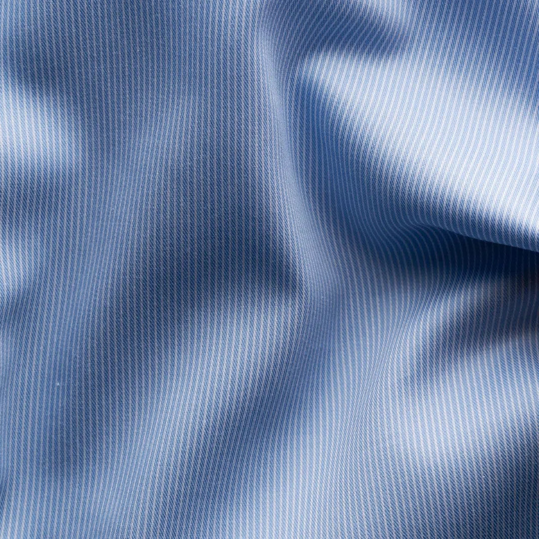 Eton Slim Fit Micro Stripe Shirt Mid Blue-MALFORD OF LONDON SAVILE ROW MENSWEAR OUTLET