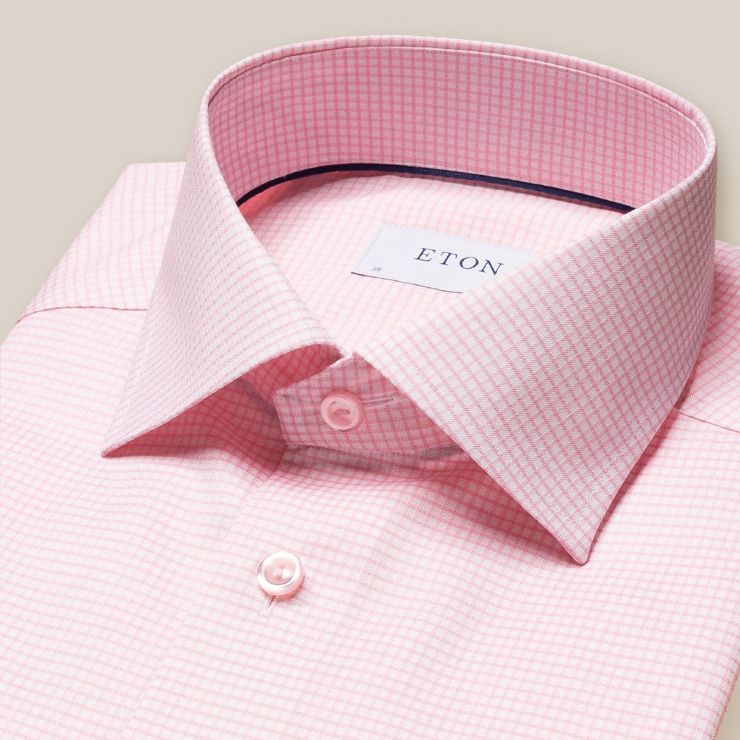 Eton Slim Fit Mini Graph Check Shirt Pink-MALFORD OF LONDON SAVILE ROW MENSWEAR OUTLET