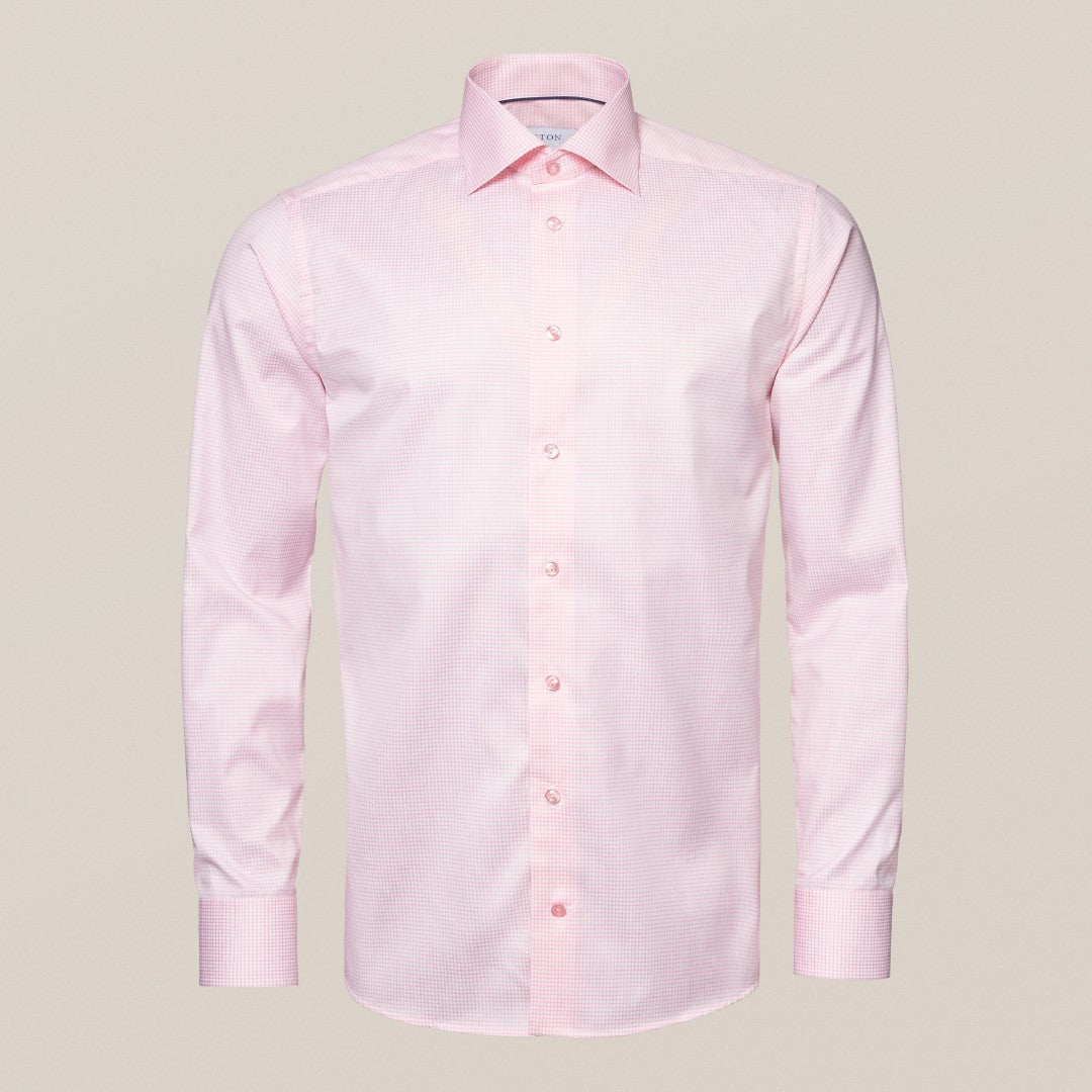 Eton Slim Fit Mini Graph Check Shirt Pink-MALFORD OF LONDON SAVILE ROW MENSWEAR OUTLET