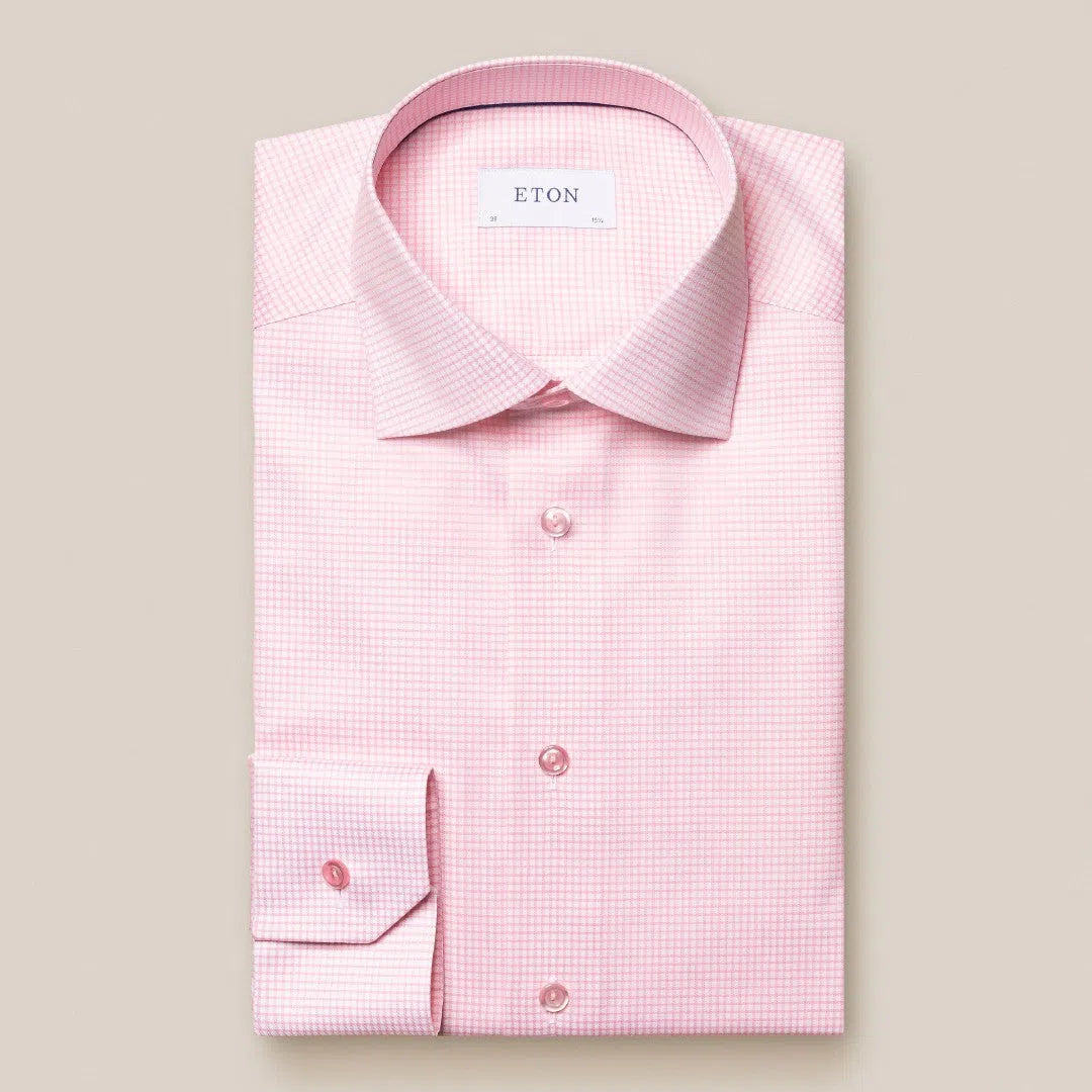 Eton Slim Fit Mini Graph Check Shirt Pink-MALFORD OF LONDON SAVILE ROW MENSWEAR OUTLET