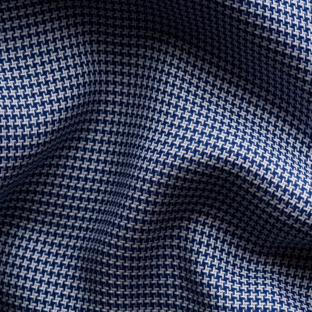 Eton Slim Fit Mini Houndstooth Shirt Dark Blue/White-MALFORD OF LONDON SAVILE ROW MENSWEAR OUTLET