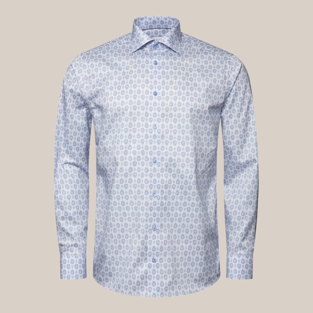 Eton Slim Fit Paisley Shirt Light Blue/Purple-MALFORD OF LONDON SAVILE ROW MENSWEAR OUTLET