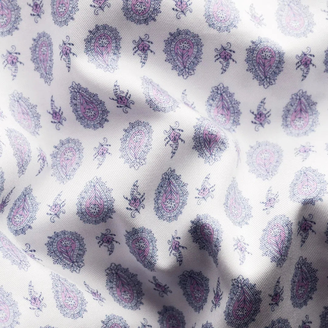 Eton Slim Fit Paisley Shirt White/Purple/Blue-MALFORD OF LONDON SAVILE ROW MENSWEAR OUTLET