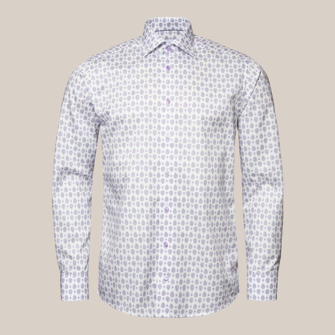 Eton Slim Fit Paisley Shirt White/Purple/Blue-MALFORD OF LONDON SAVILE ROW MENSWEAR OUTLET