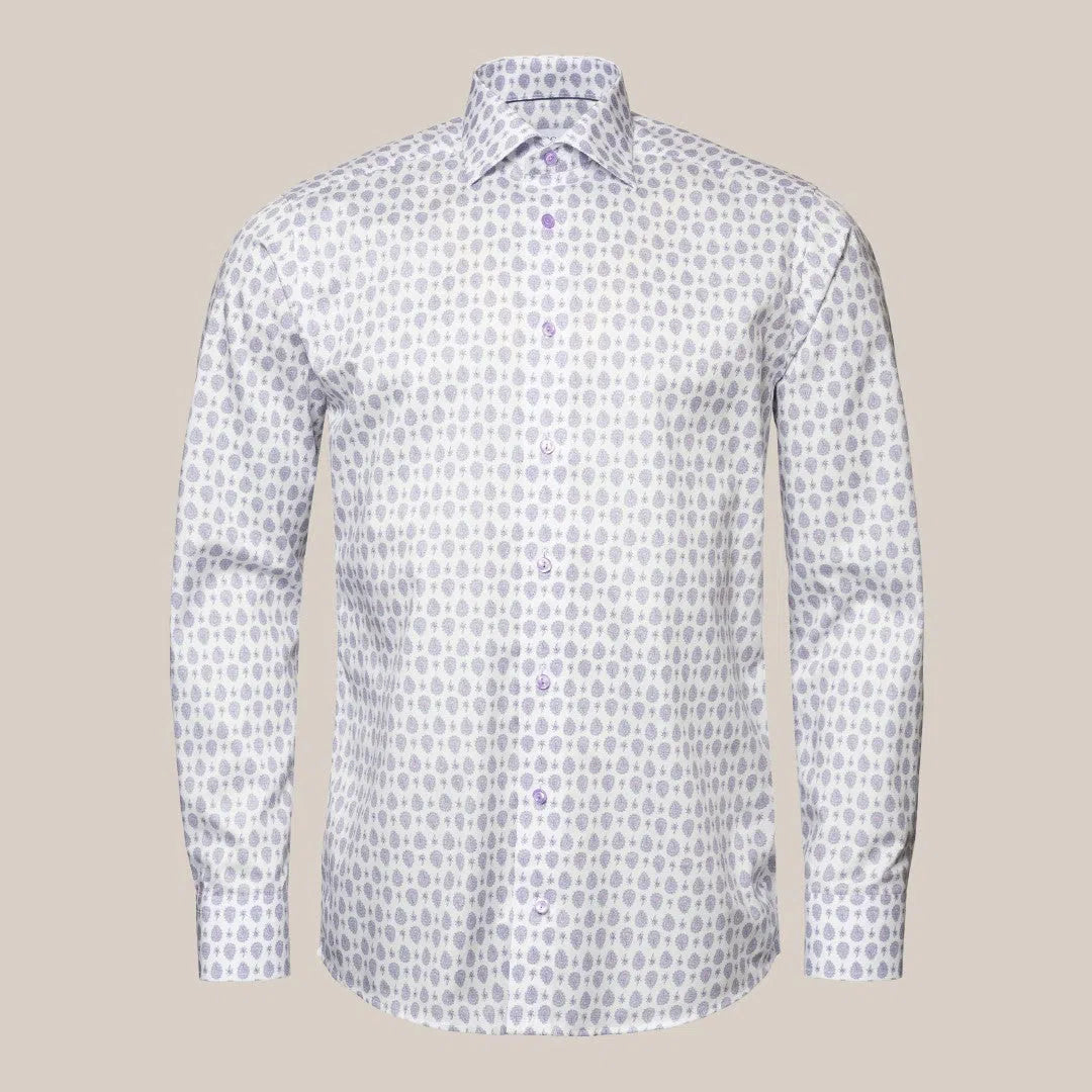 Eton Slim Fit Paisley Shirt White/Purple/Blue-MALFORD OF LONDON SAVILE ROW MENSWEAR OUTLET