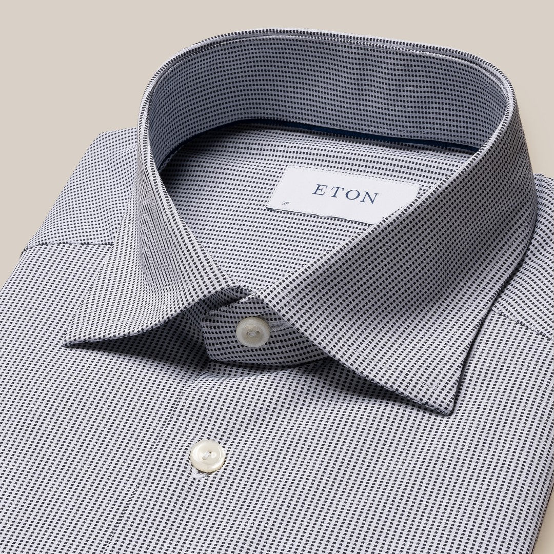 Eton Slim Fit Pin Check Shirt Navy Blue-MALFORD OF LONDON SAVILE ROW MENSWEAR OUTLET