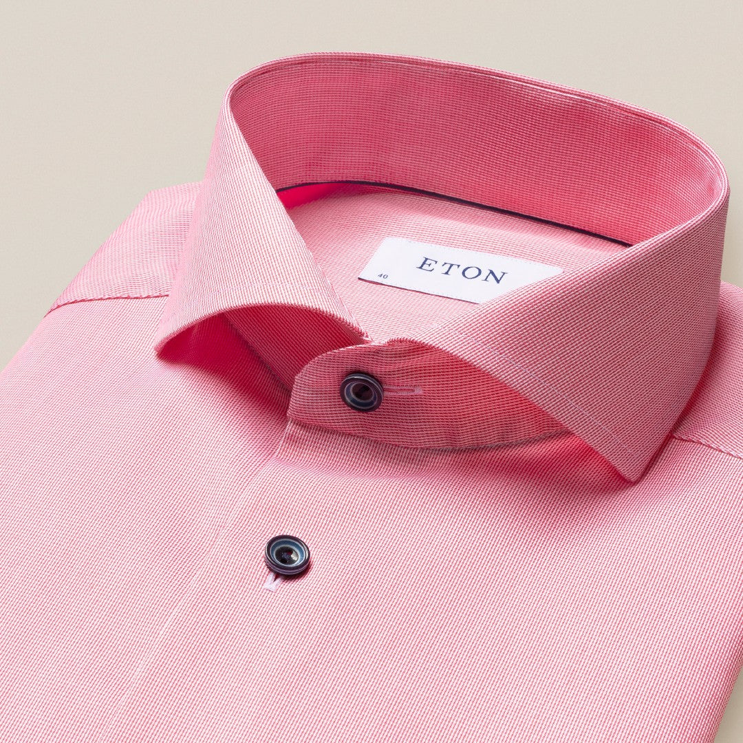 Eton Slim Fit Pin Weave Shirt Red-MALFORD OF LONDON SAVILE ROW MENSWEAR OUTLET