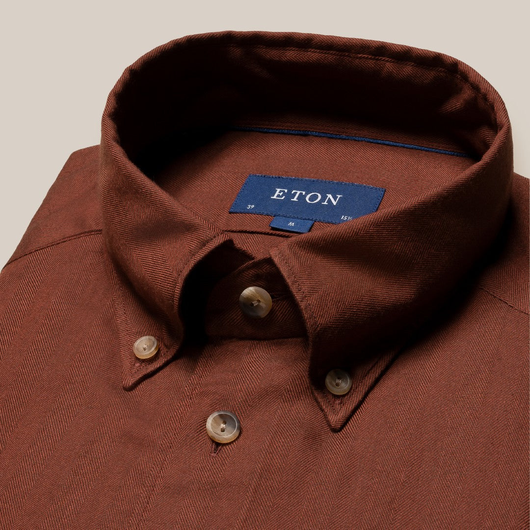 Eton Slim Fit Plain Shirt Burnt Orange-MALFORD OF LONDON SAVILE ROW MENSWEAR OUTLET