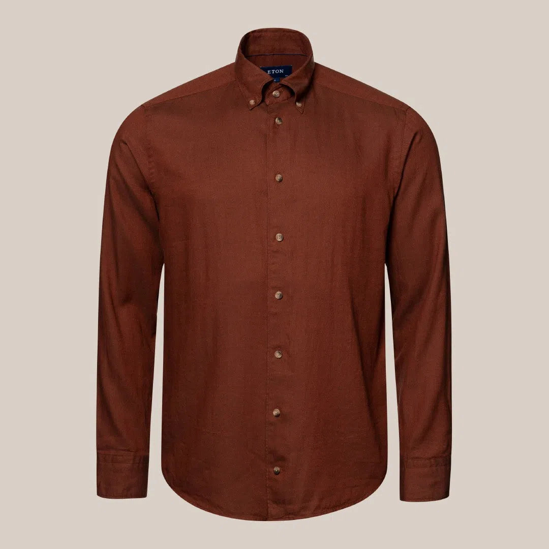 Eton Slim Fit Plain Shirt Burnt Orange-MALFORD OF LONDON SAVILE ROW MENSWEAR OUTLET