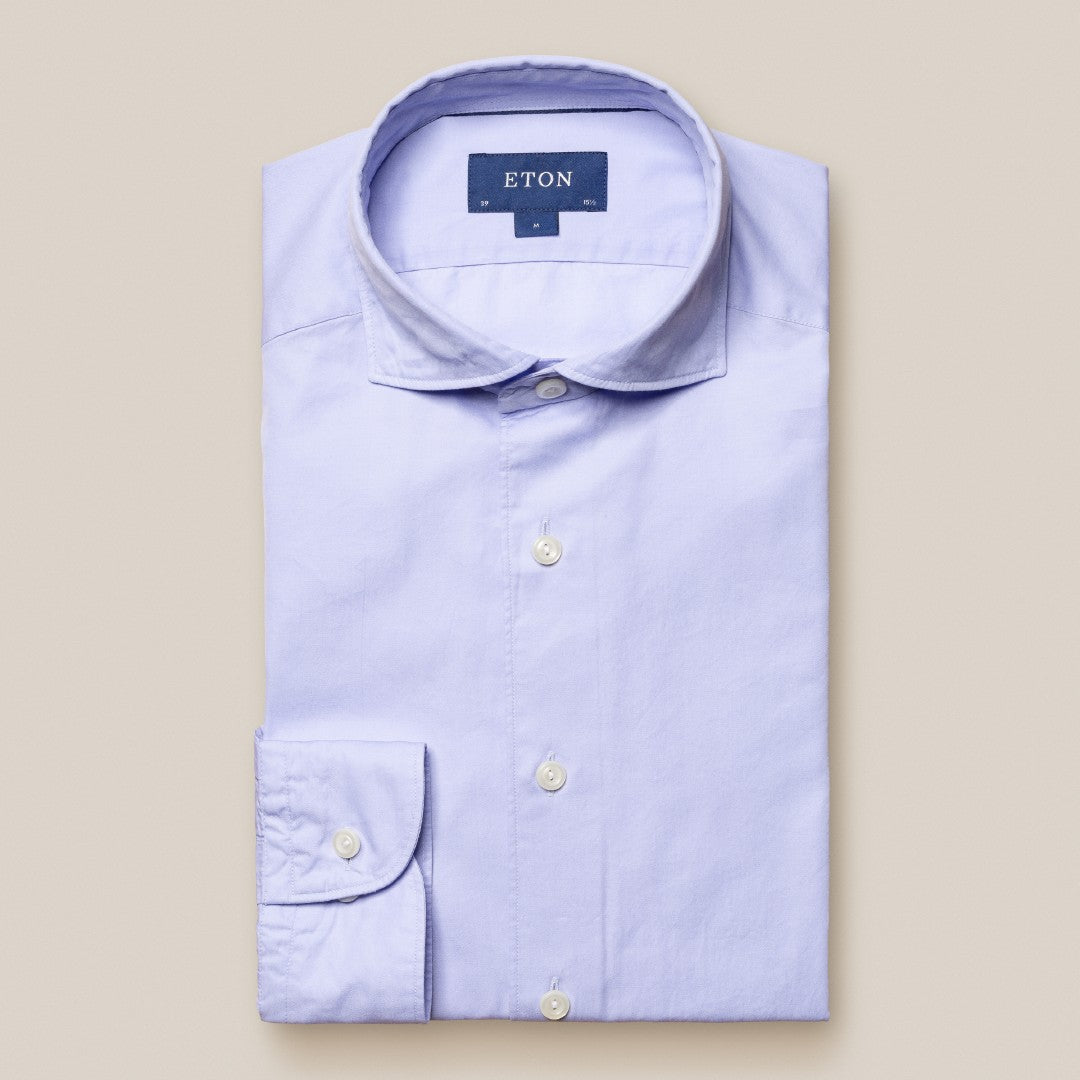 Eton Slim Fit Plain Shirt Light Purple-MALFORD OF LONDON SAVILE ROW MENSWEAR OUTLET