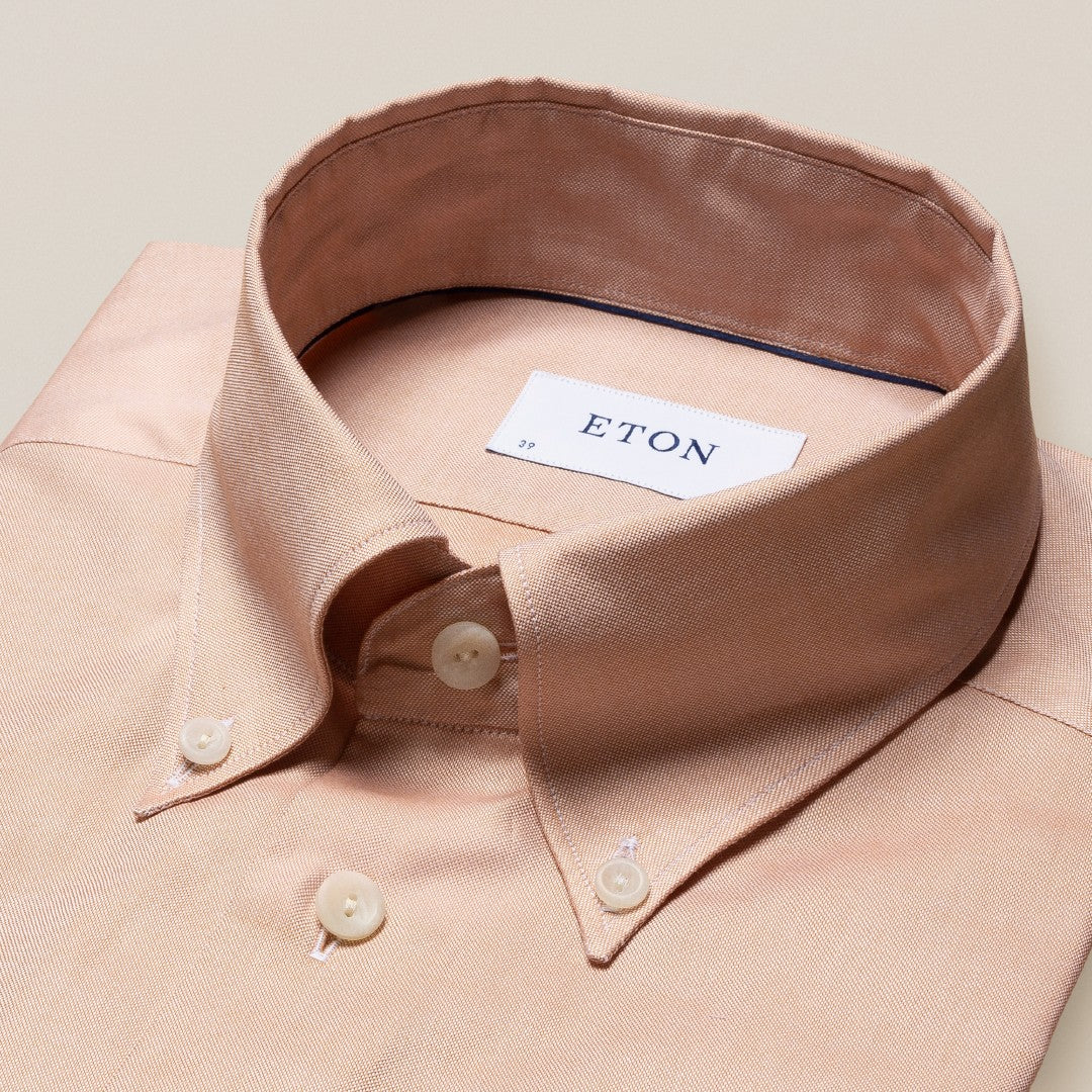 Eton Slim Fit Plain Shirt Orange-MALFORD OF LONDON SAVILE ROW MENSWEAR OUTLET