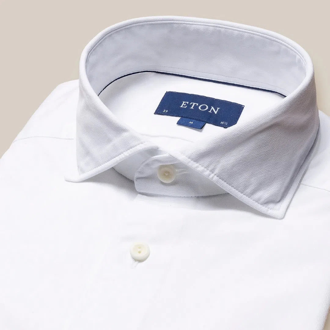 Eton Slim Fit Plain Shirt White-MALFORD OF LONDON SAVILE ROW MENSWEAR OUTLET