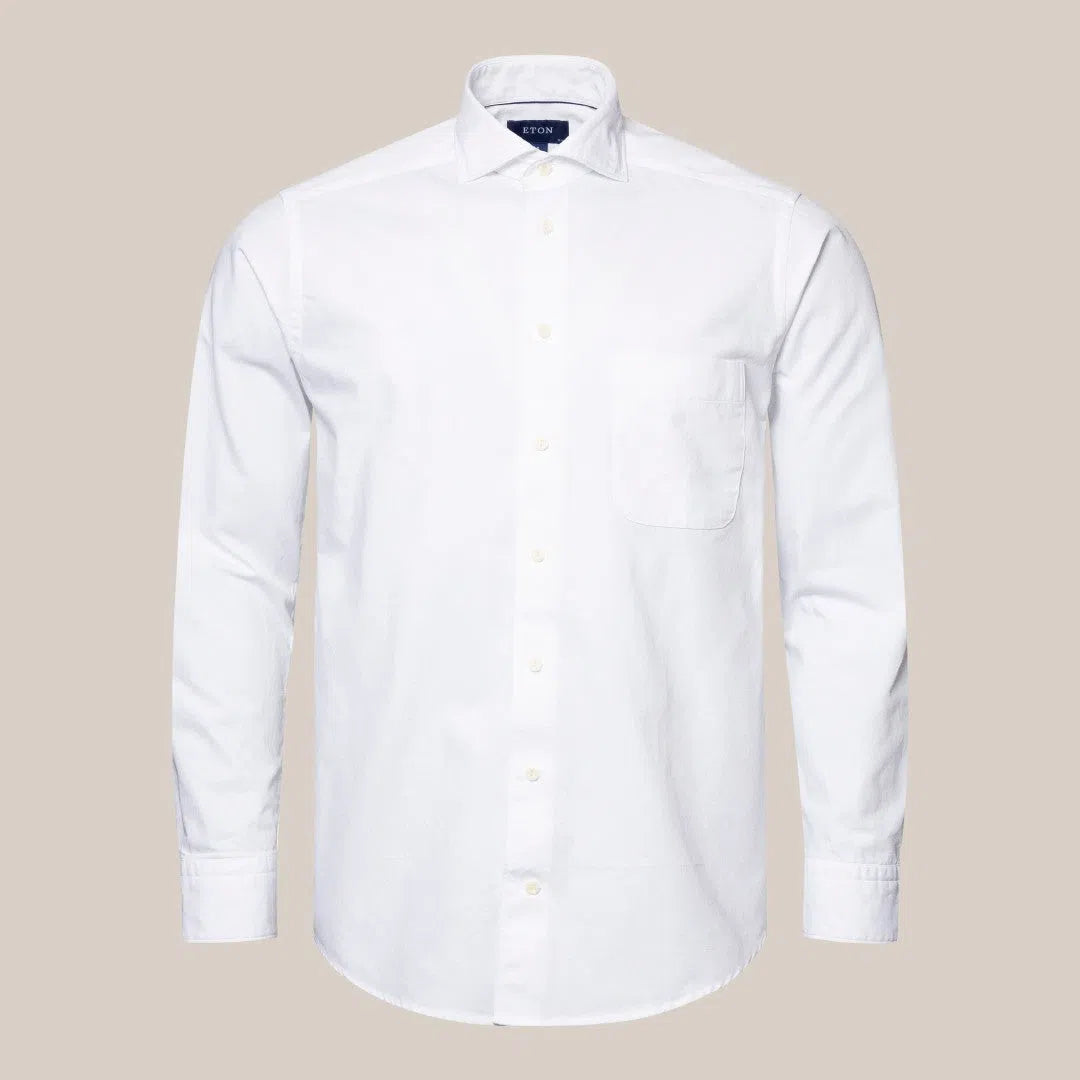 Eton Slim Fit Plain Shirt White-MALFORD OF LONDON SAVILE ROW MENSWEAR OUTLET