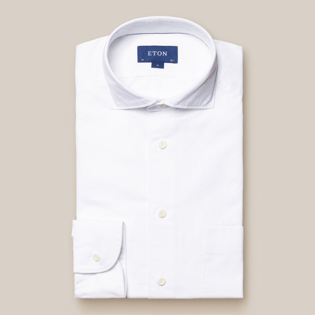 Eton Slim Fit Plain Shirt White-MALFORD OF LONDON SAVILE ROW MENSWEAR OUTLET