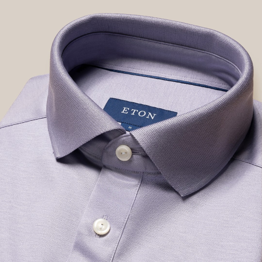 Eton Slim Fit Short Sleeve Polo Shirt Light Purple-MALFORD OF LONDON SAVILE ROW MENSWEAR OUTLET