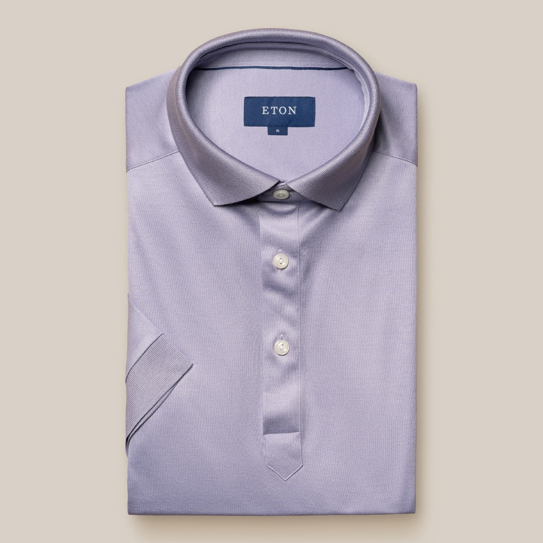 Eton Slim Fit Short Sleeve Polo Shirt Light Purple-MALFORD OF LONDON SAVILE ROW MENSWEAR OUTLET