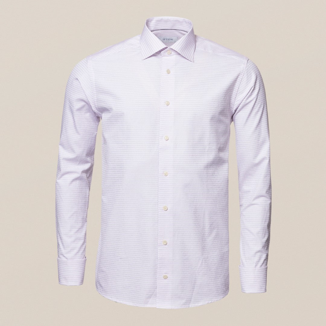 Eton Slim Fit Signature Dobby Stitch Shirt Light Purple-MALFORD OF LONDON SAVILE ROW MENSWEAR OUTLET