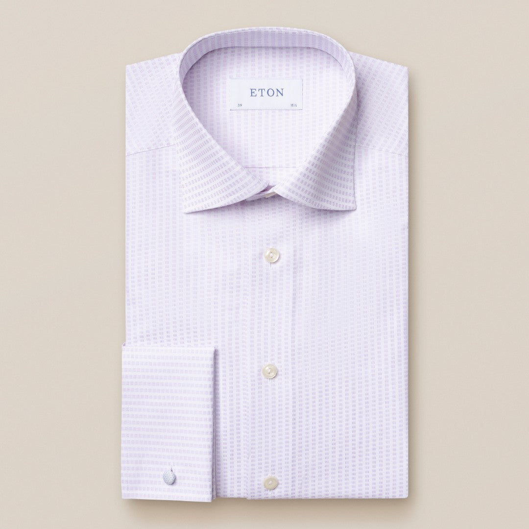 Eton Slim Fit Signature Dobby Stitch Shirt Light Purple-MALFORD OF LONDON SAVILE ROW MENSWEAR OUTLET