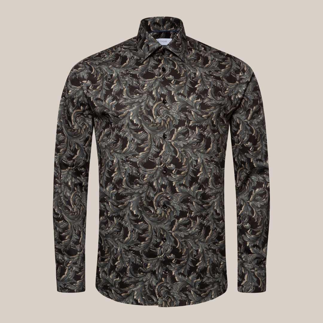 Eton Slim Fit Signature Twill Floral Shirt Dark Blue-MALFORD OF LONDON SAVILE ROW MENSWEAR OUTLET