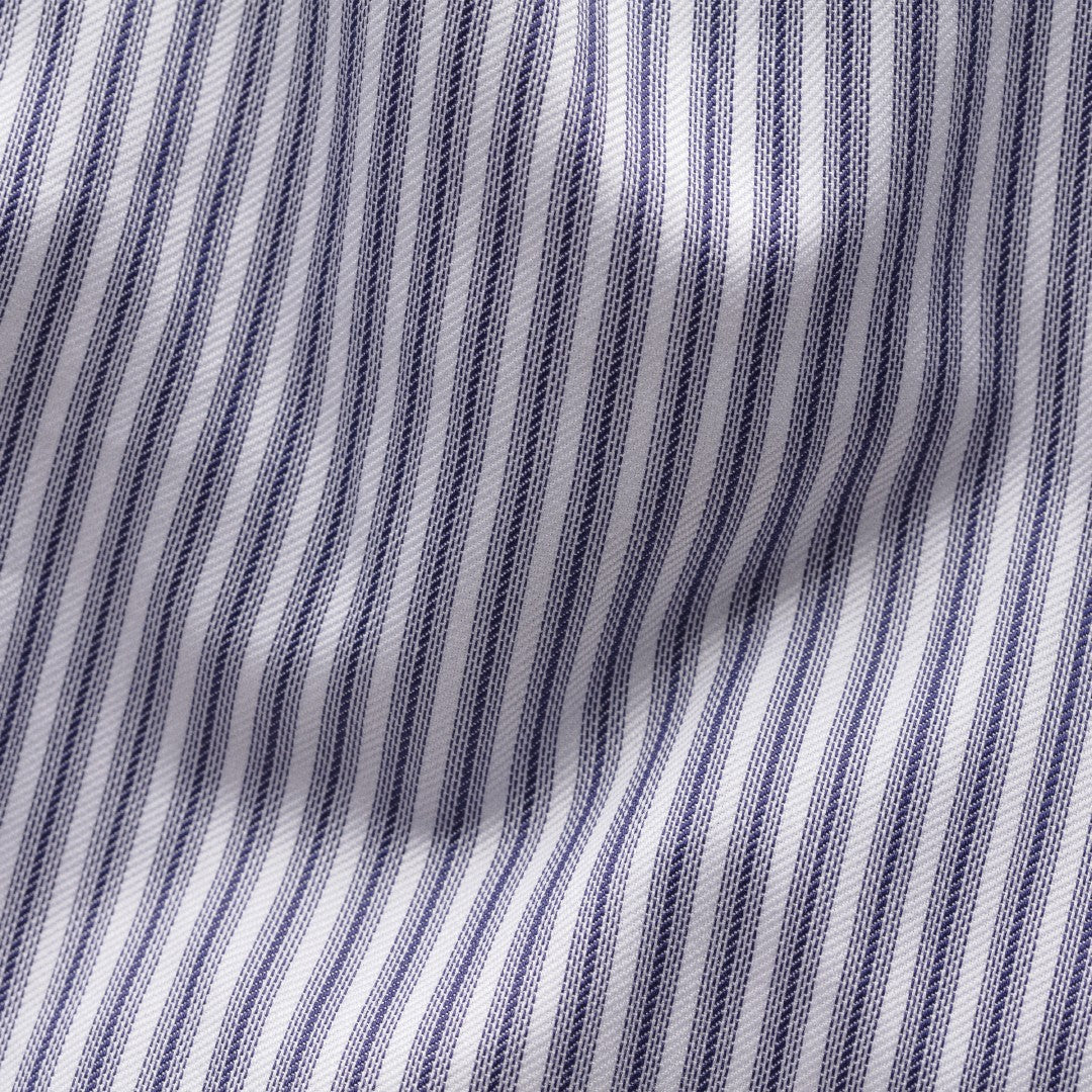 Eton Slim Fit Stripped Shirt Navy Blue-MALFORD OF LONDON SAVILE ROW MENSWEAR OUTLET