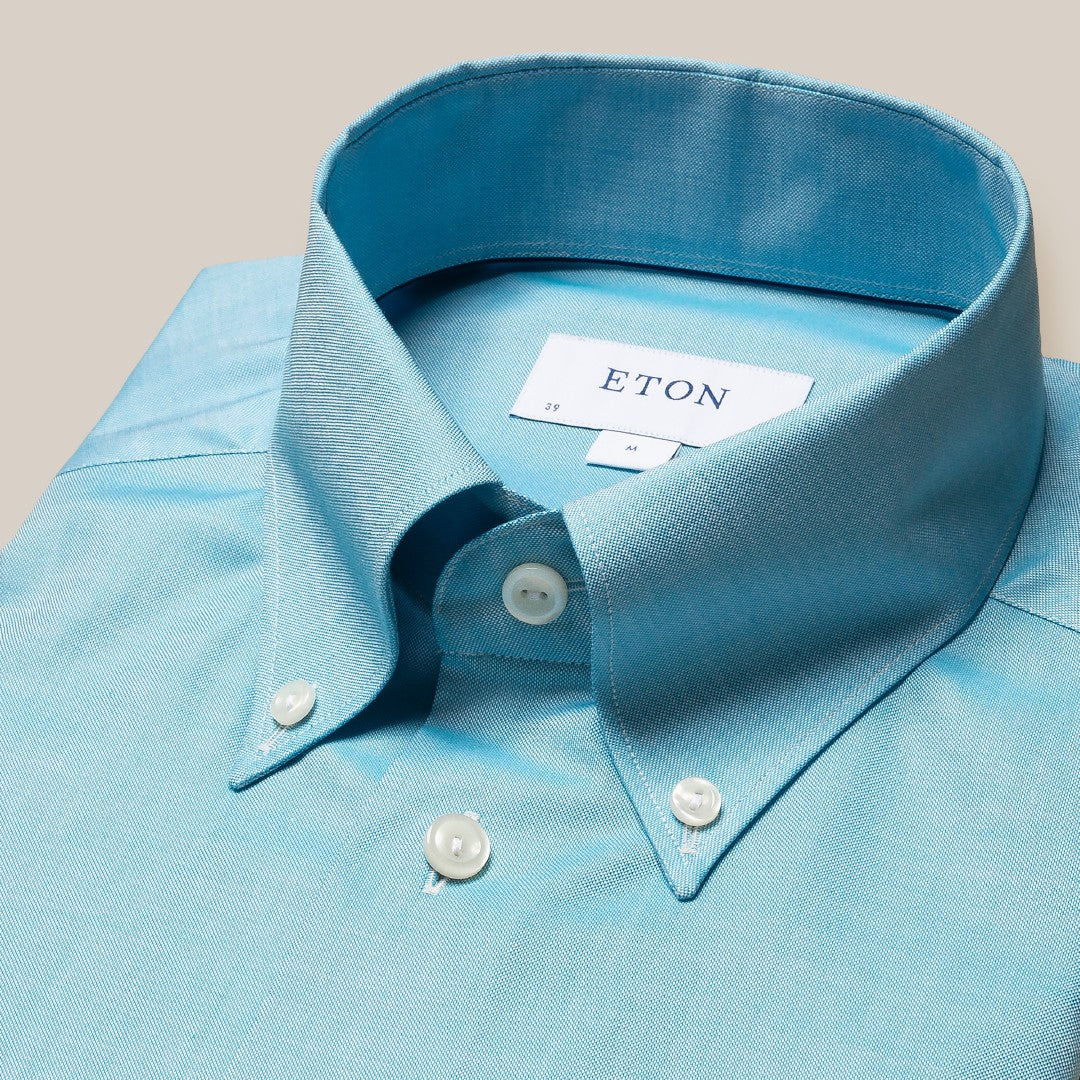 Eton Slim Fit Textured Oxford Shirt Light Green-MALFORD OF LONDON SAVILE ROW MENSWEAR OUTLET