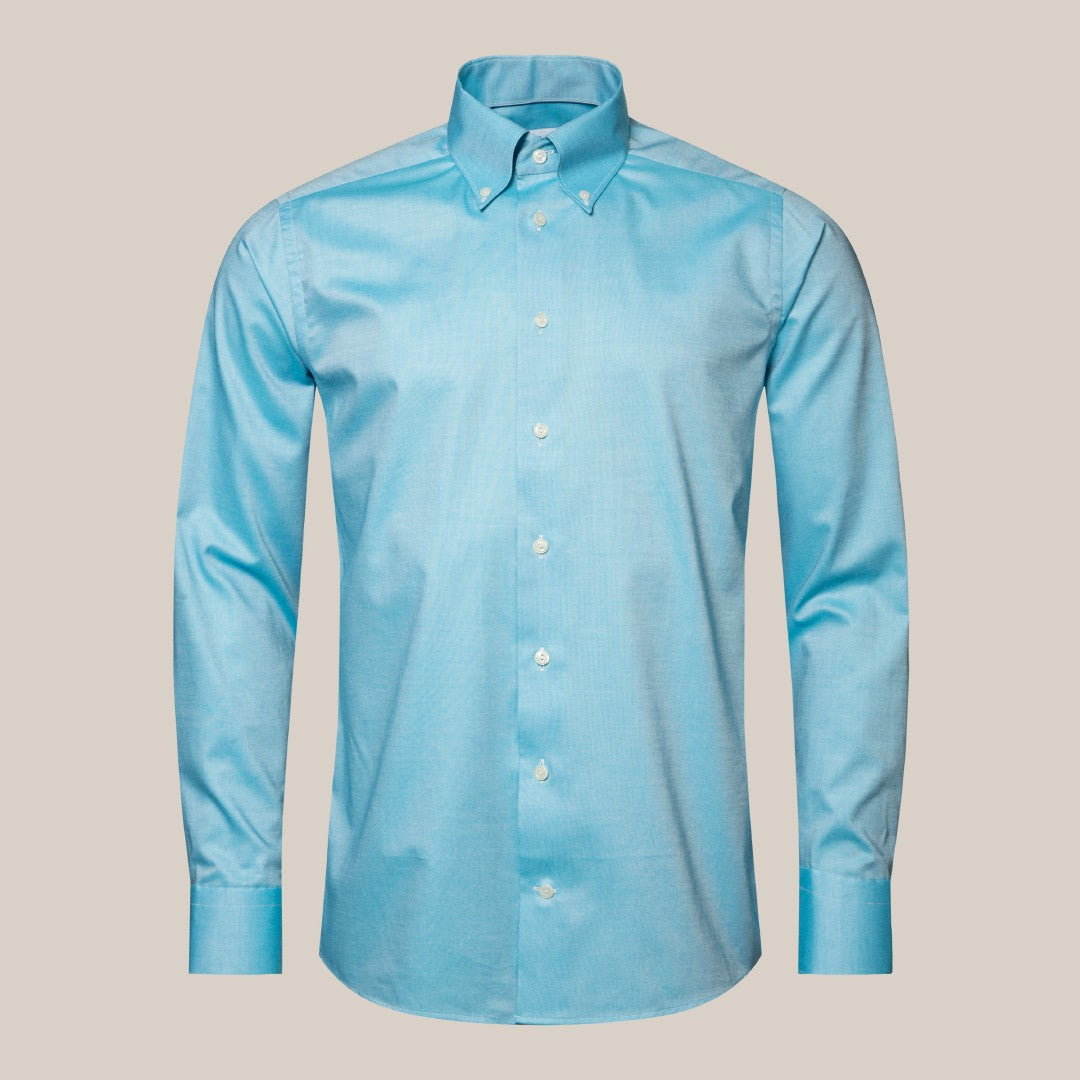 Eton Slim Fit Textured Oxford Shirt Light Green-MALFORD OF LONDON SAVILE ROW MENSWEAR OUTLET