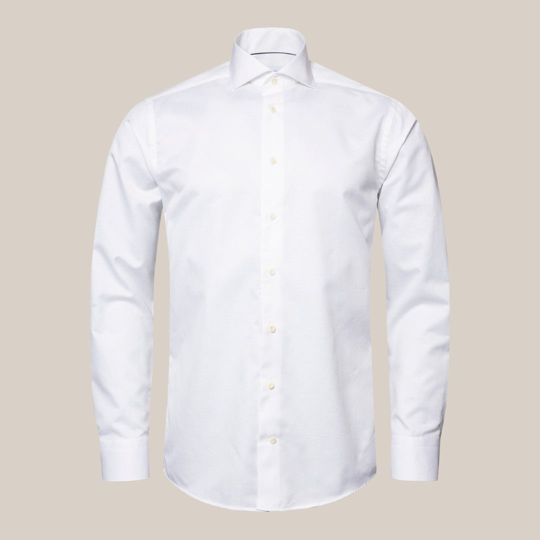 Eton Slim Fit Textured Twill Shirt White-MALFORD OF LONDON SAVILE ROW MENSWEAR OUTLET