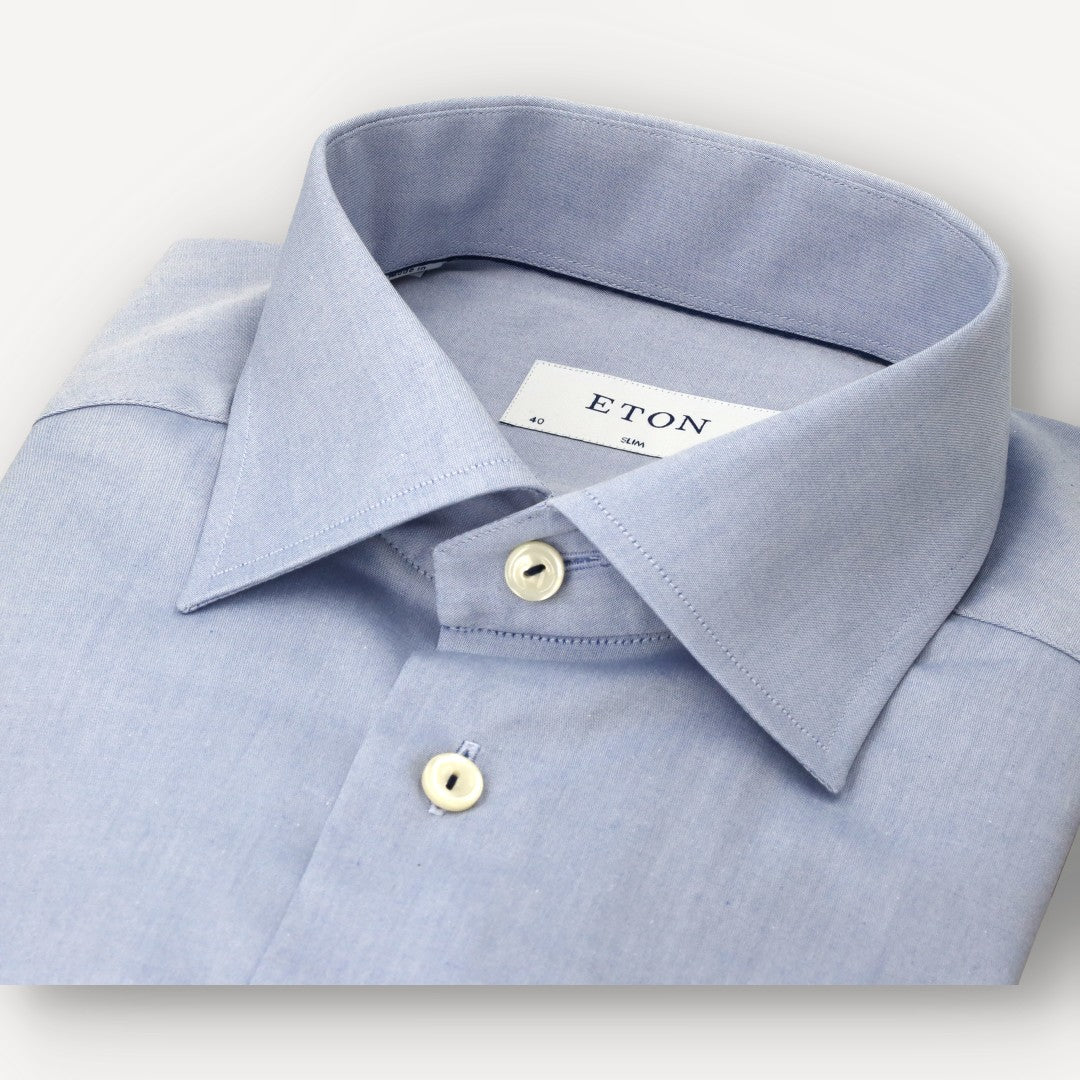 Eton Slim Fit Textured Weave Shirt Light Blue-MALFORD OF LONDON SAVILE ROW MENSWEAR OUTLET