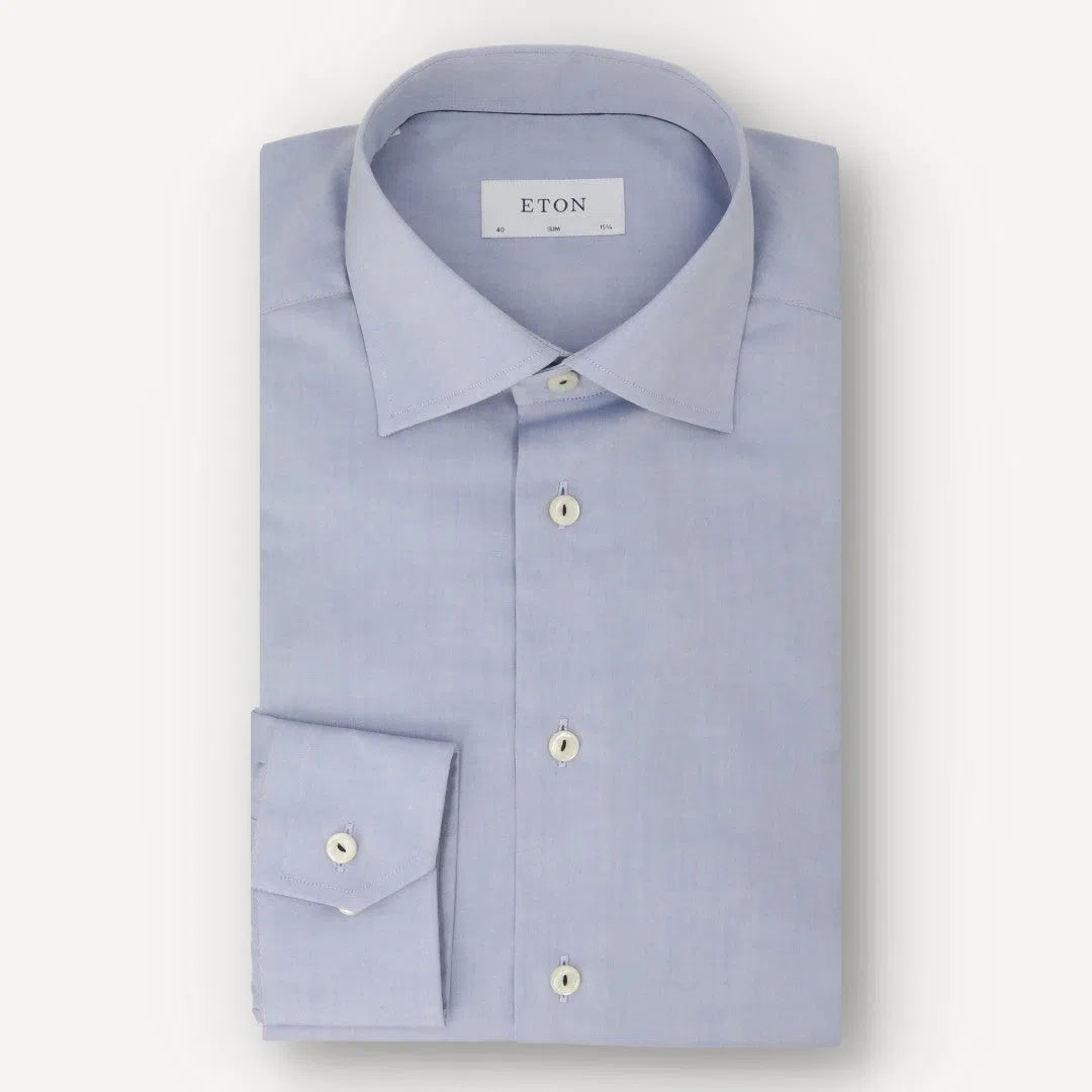 Eton Slim Fit Textured Weave Shirt Light Blue-MALFORD OF LONDON SAVILE ROW MENSWEAR OUTLET