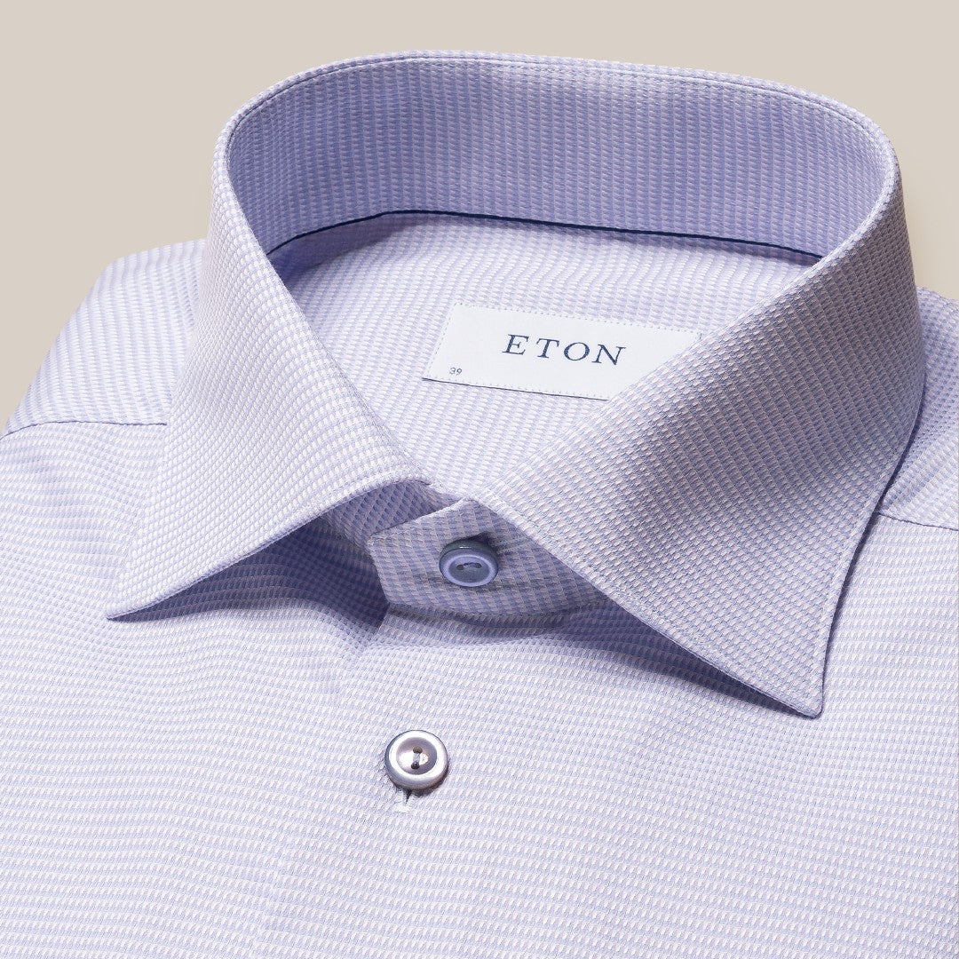 Eton Slim Fit Textured Weave Shirt Light Purple-MALFORD OF LONDON SAVILE ROW MENSWEAR OUTLET