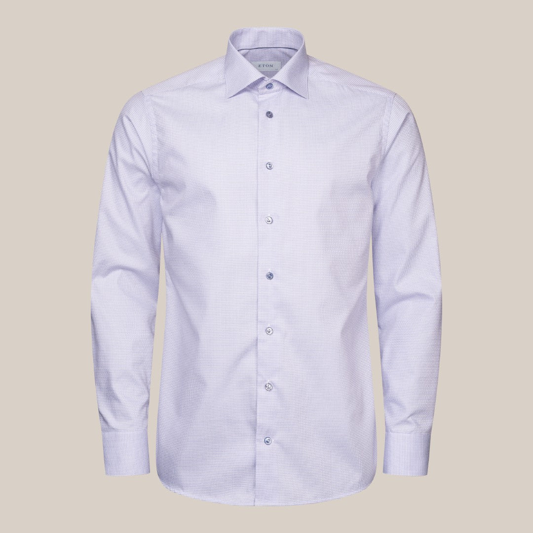 Eton Slim Fit Textured Weave Shirt Light Purple-MALFORD OF LONDON SAVILE ROW MENSWEAR OUTLET