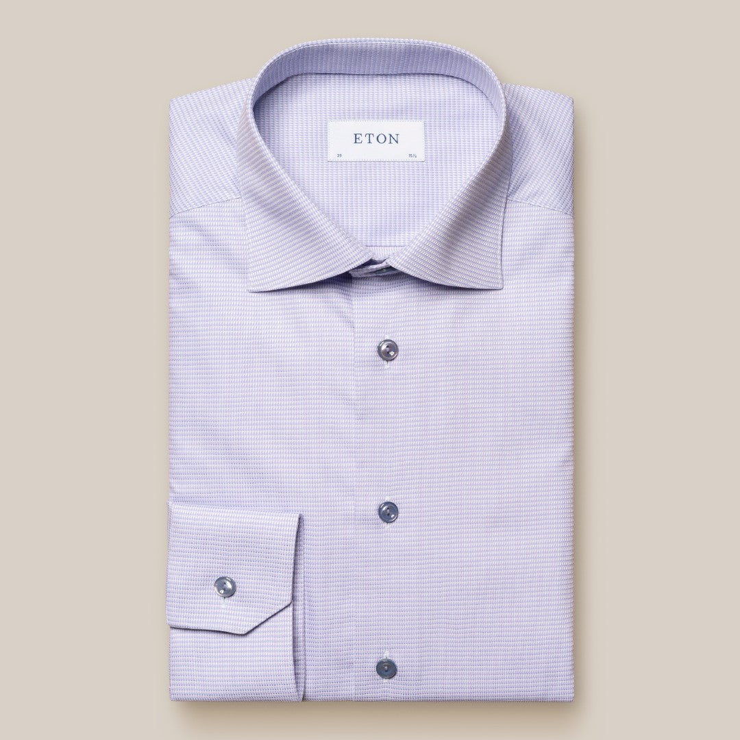 Eton Slim Fit Textured Weave Shirt Light Purple-MALFORD OF LONDON SAVILE ROW MENSWEAR OUTLET