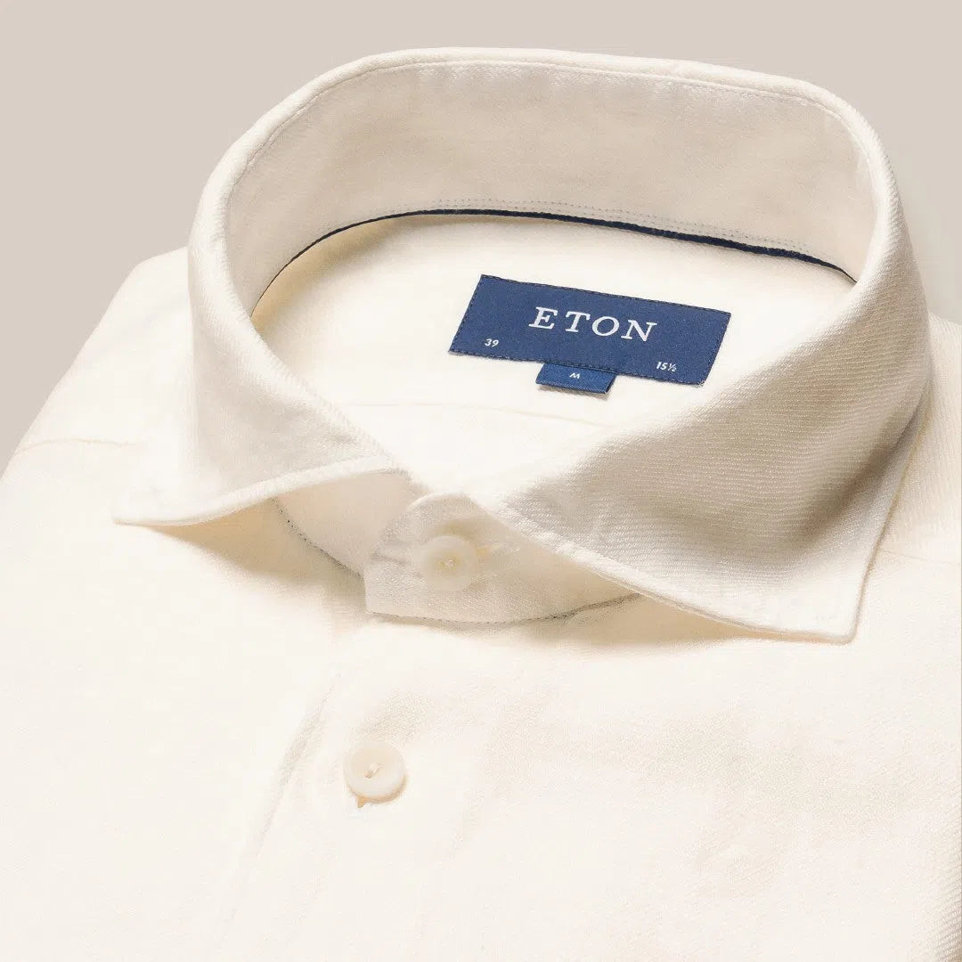 Eton Slim Fit Textured Weave Shirt White-MALFORD OF LONDON SAVILE ROW MENSWEAR OUTLET