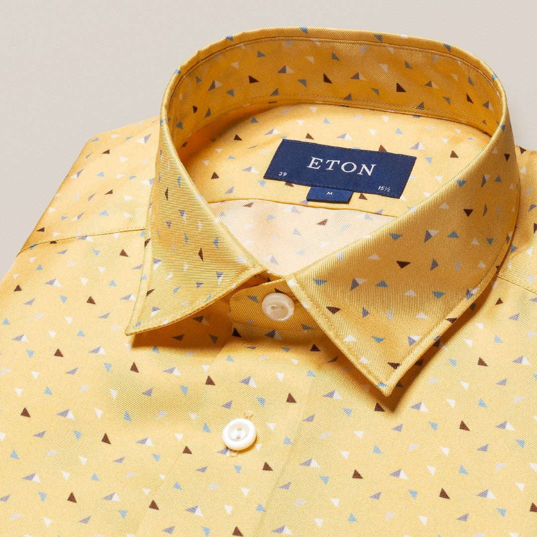 Eton Slim Fit Triangle Confetti Shirt Yellow-MALFORD OF LONDON SAVILE ROW MENSWEAR OUTLET