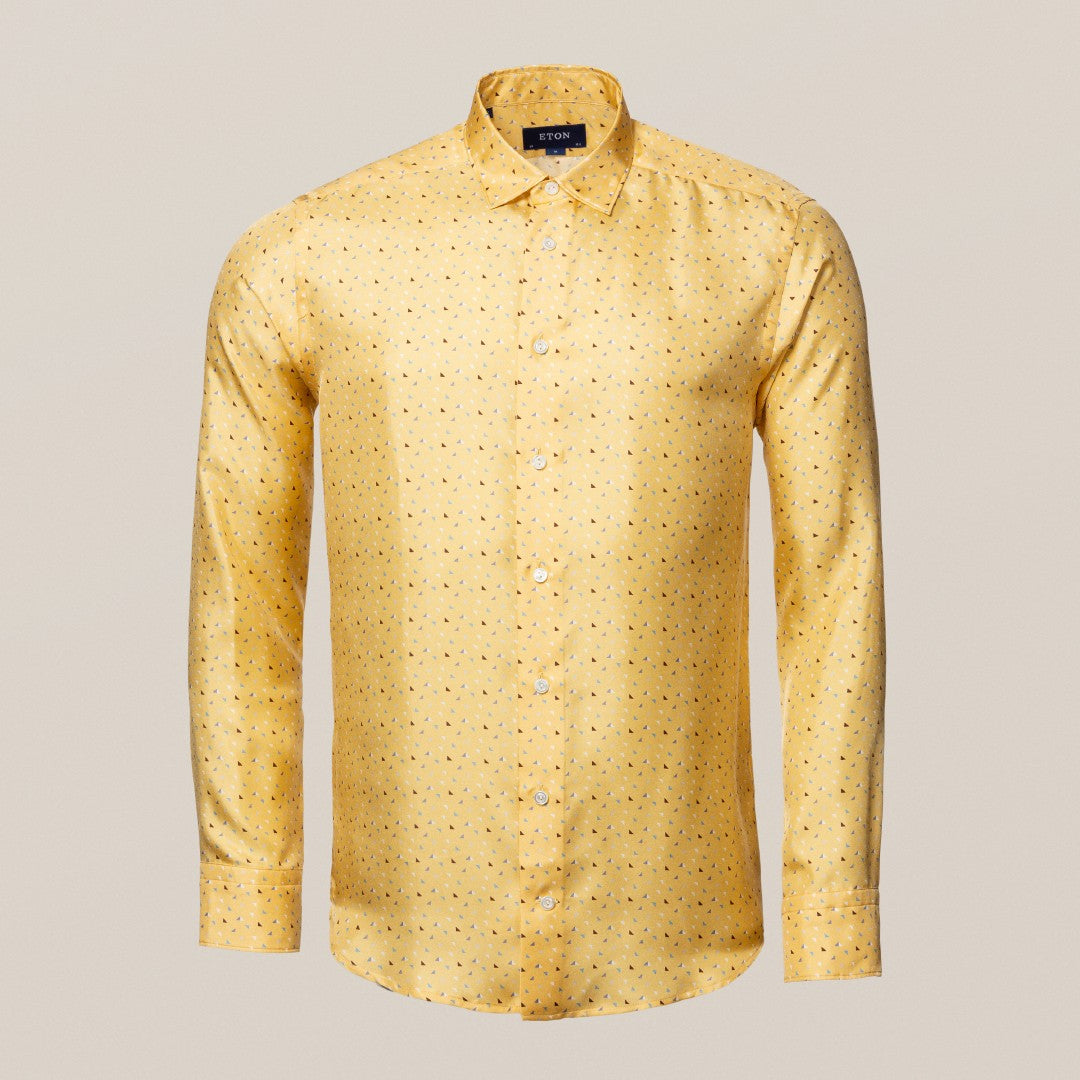 Eton Slim Fit Triangle Confetti Shirt Yellow-MALFORD OF LONDON SAVILE ROW MENSWEAR OUTLET