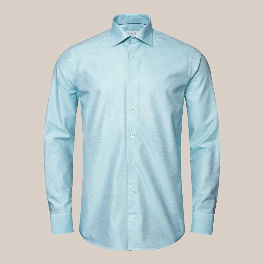 Eton Slim Fit Trimmed Placket Signature Twill Shirt Light Green-MALFORD OF LONDON SAVILE ROW MENSWEAR OUTLET