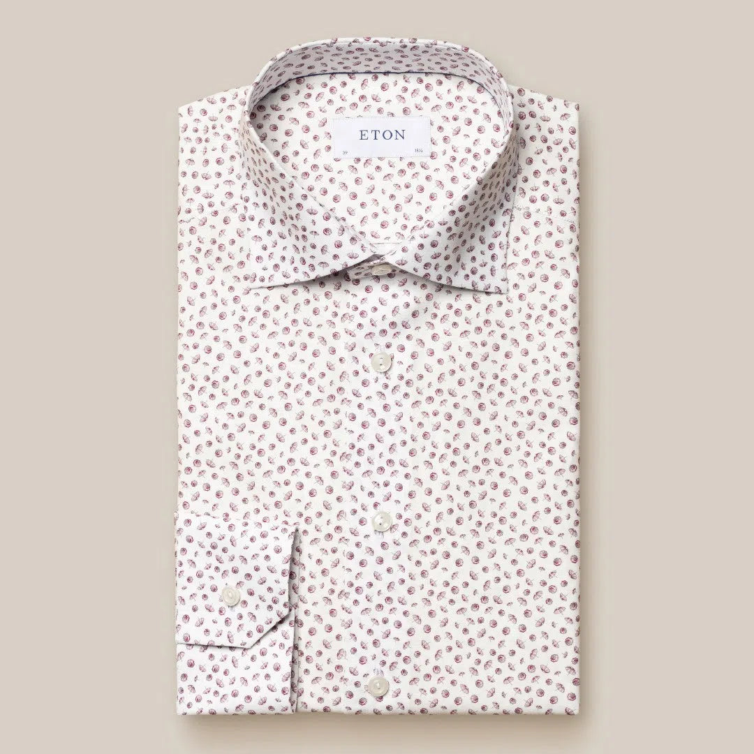 Eton Slim Fit Umbrella Print Shirt Pink/Cream-MALFORD OF LONDON SAVILE ROW MENSWEAR OUTLET