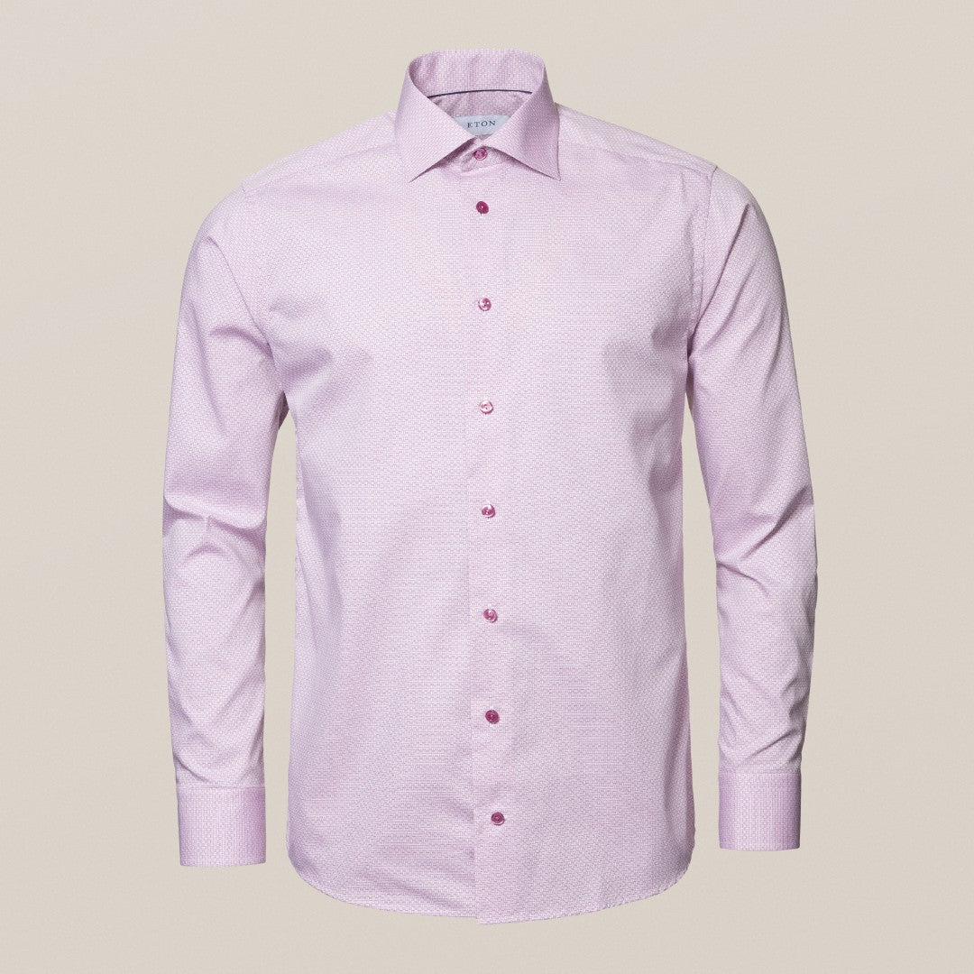 Eton Slim Fit Weave Pattern Shirt Pink-MALFORD OF LONDON SAVILE ROW MENSWEAR OUTLET