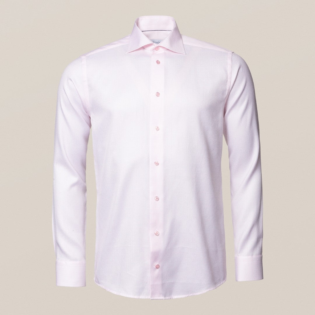 Eton Slim Fit Zig-Zag/Check Shirt Pink-MALFORD OF LONDON SAVILE ROW MENSWEAR OUTLET