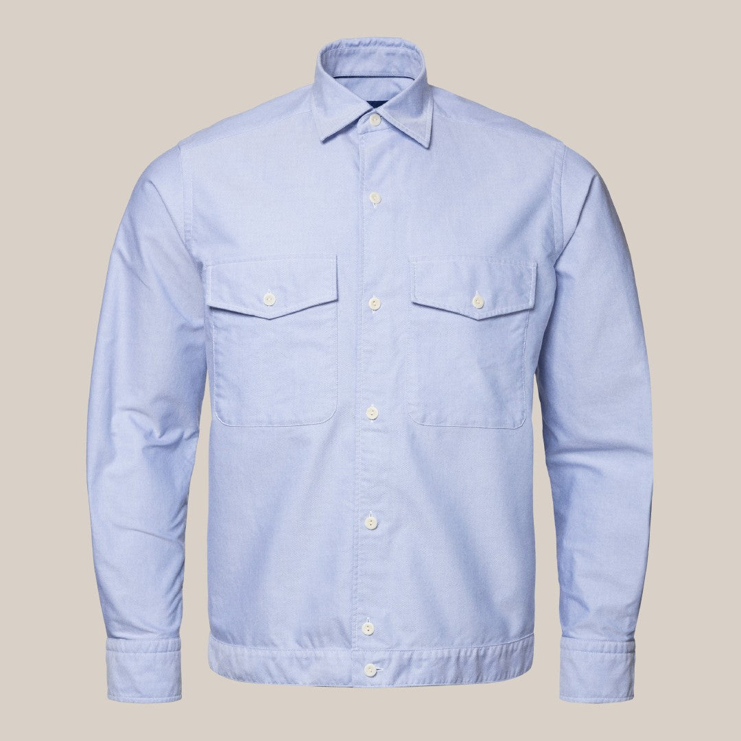 Eton Soft Touch Overshirt Light Blue-MALFORD OF LONDON SAVILE ROW MENSWEAR OUTLET