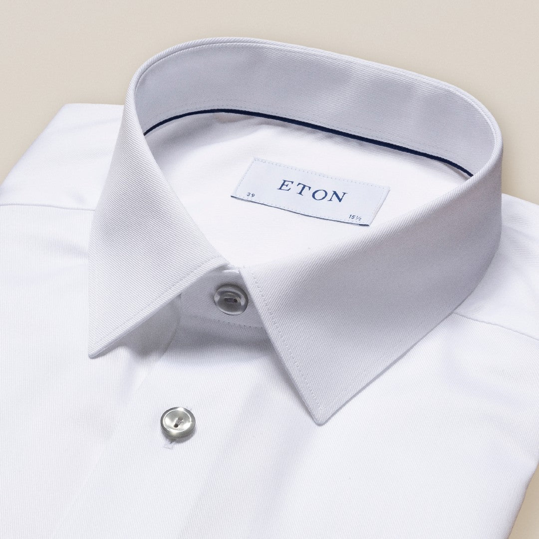 Eton Super Slim Fit Trimmed Placket Shirt White-MALFORD OF LONDON SAVILE ROW MENSWEAR OUTLET