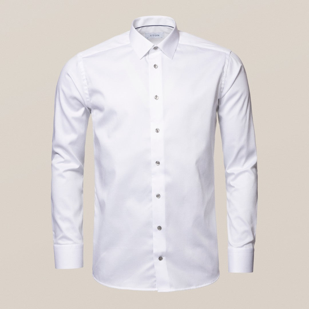 Eton Super Slim Fit Trimmed Placket Shirt White-MALFORD OF LONDON SAVILE ROW MENSWEAR OUTLET