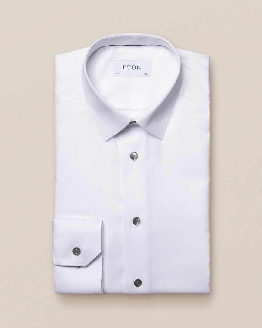 Eton Super Slim Fit Trimmed Placket Shirt White-MALFORD OF LONDON SAVILE ROW MENSWEAR OUTLET