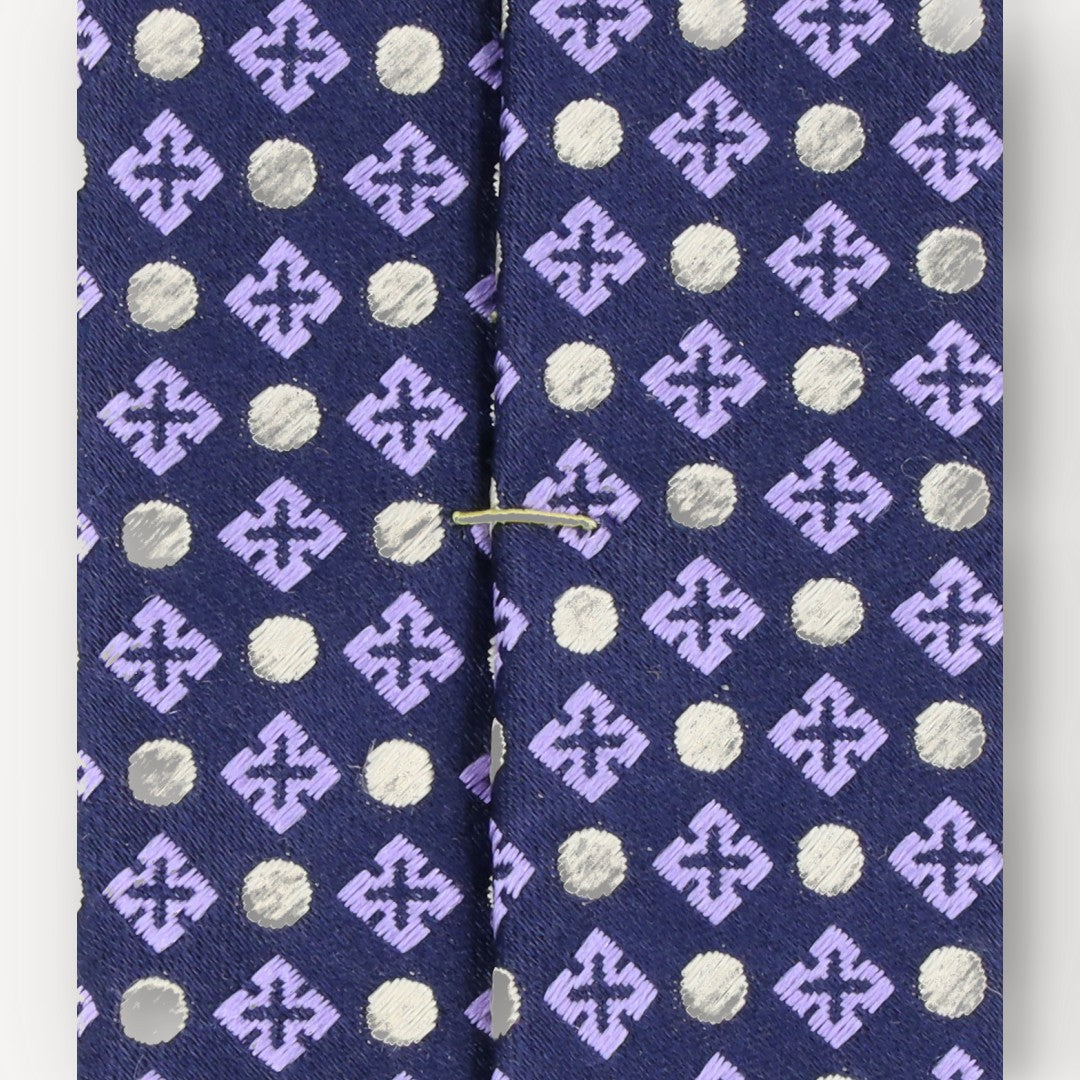 Eton Tile/Spot Pattern Classic Tie Dark Purple-MALFORD OF LONDON SAVILE ROW MENSWEAR OUTLET