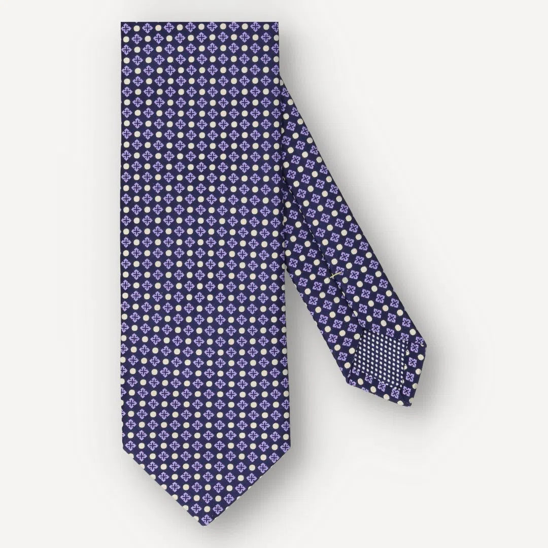 Eton Tile/Spot Pattern Classic Tie Dark Purple-MALFORD OF LONDON SAVILE ROW MENSWEAR OUTLET