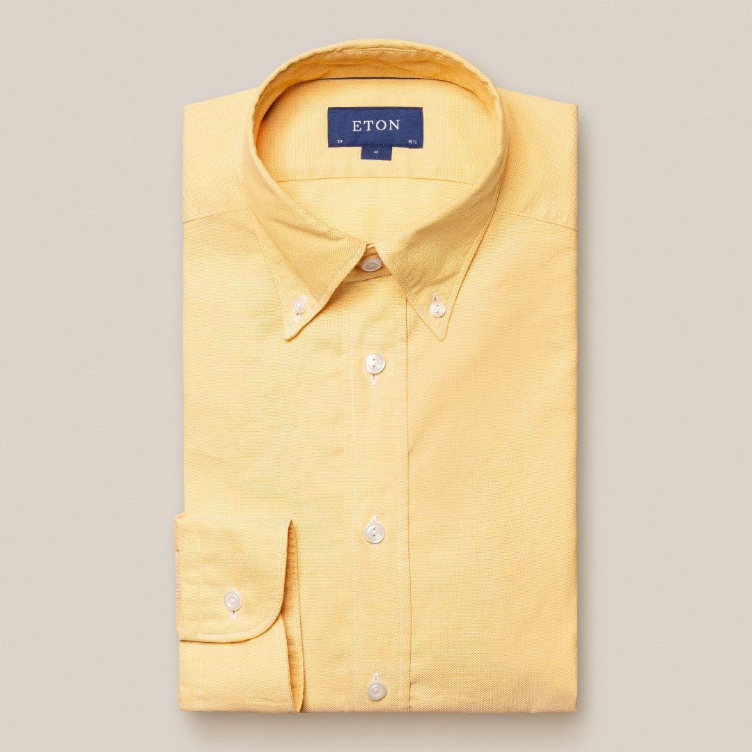 Eton Utility Fit Plain Shirt Yellow-MALFORD OF LONDON SAVILE ROW MENSWEAR OUTLET