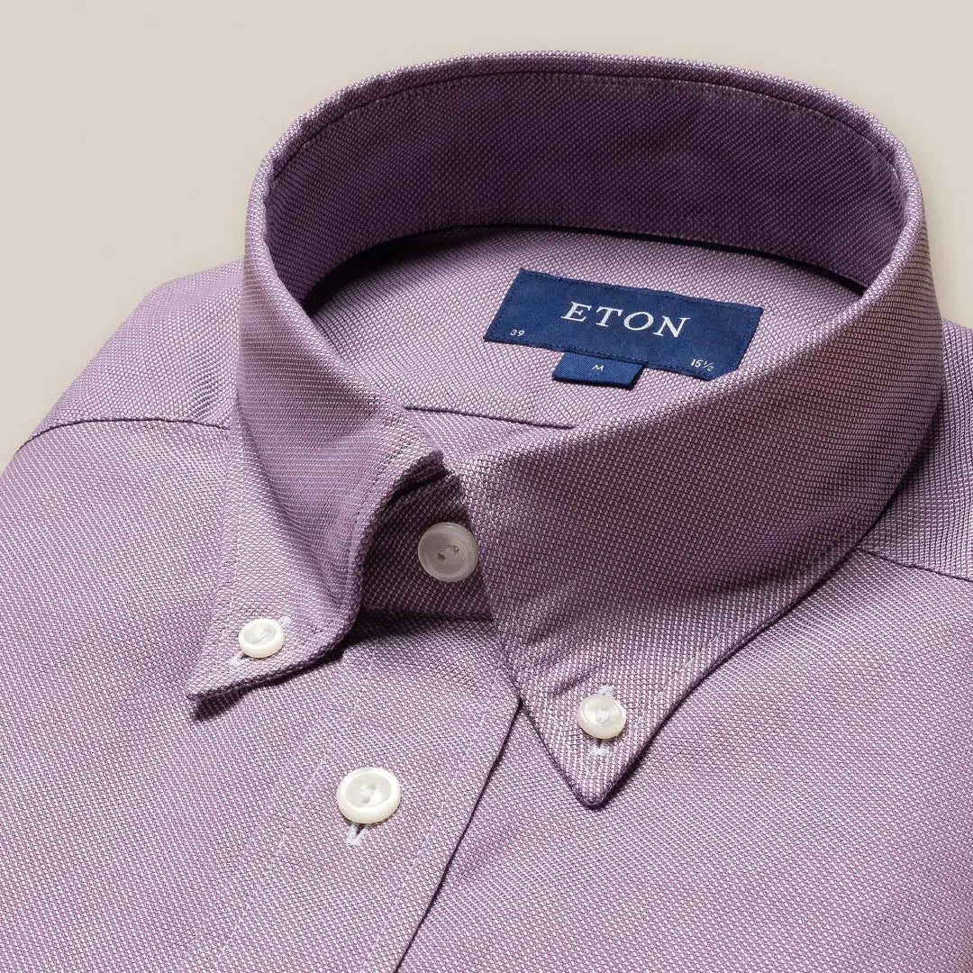 Eton Utility Fit Textured Weave Shirt Mid Purple-MALFORD OF LONDON SAVILE ROW MENSWEAR OUTLET