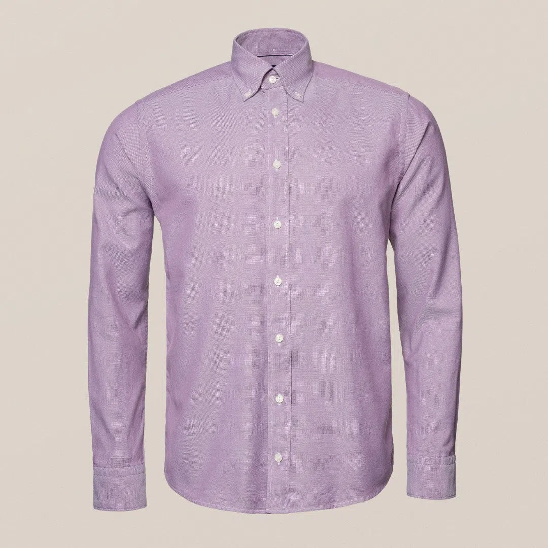 Eton Utility Fit Textured Weave Shirt Mid Purple-MALFORD OF LONDON SAVILE ROW MENSWEAR OUTLET